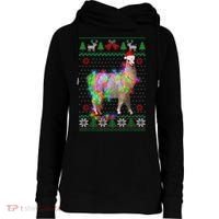 Funny Llama Lights Tangled Ugly Sweater Christmas Animals Womens Funnel Neck Pullover Hood thumb 0