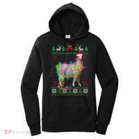 Funny Llama Lights Tangled Ugly Sweater Christmas Animals Women's Hoodie thumb 0