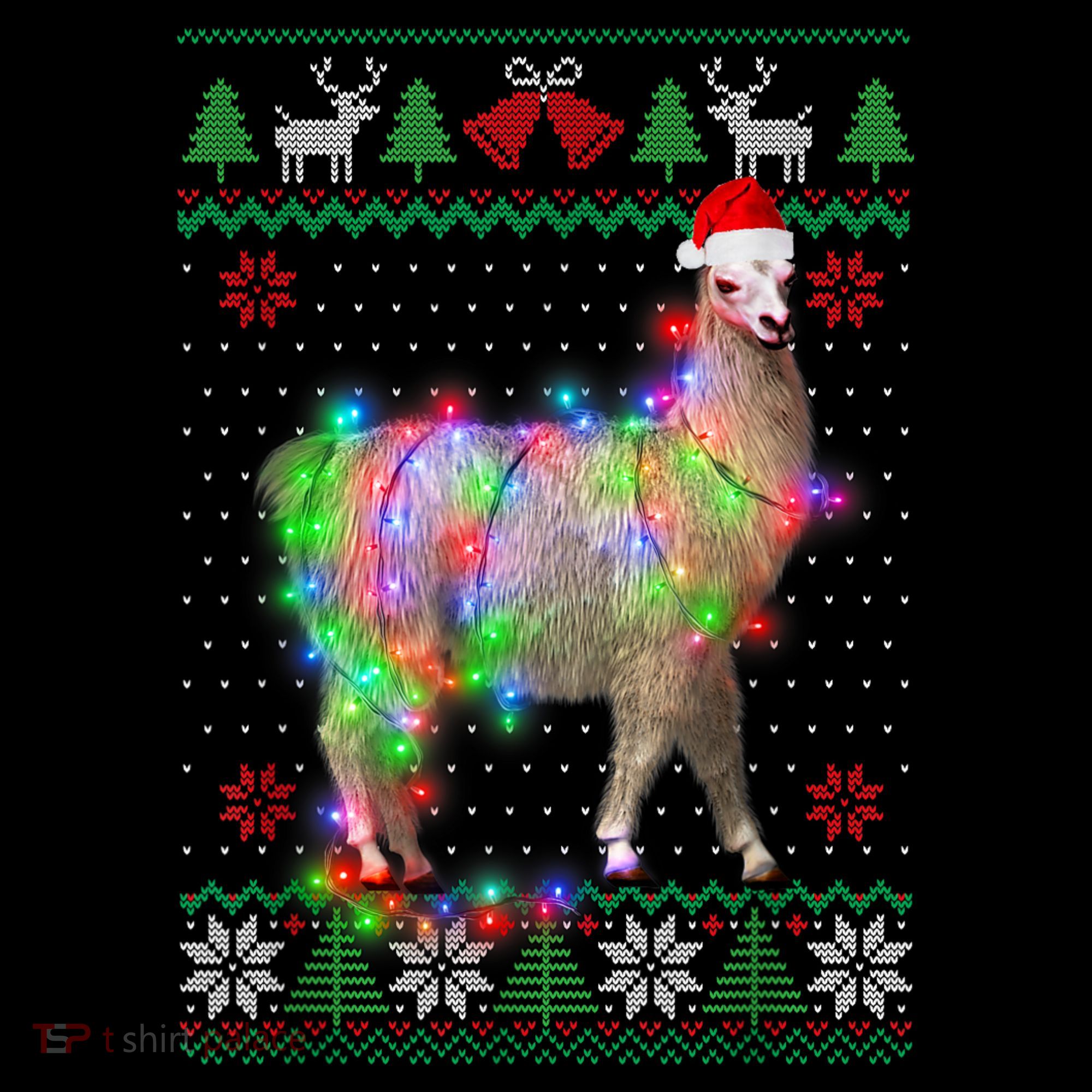 Funny Llama Lights Tangled Ugly Sweater Christmas Animals Women's Hoodie