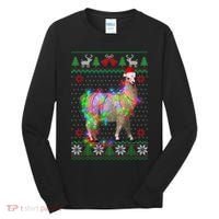 Funny Llama Lights Tangled Ugly Sweater Christmas Animals Tall Long Sleeve Shirt thumb 0