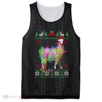 Funny Llama Lights Tangled Ugly Sweater Christmas Animals Mesh Reversible Basketball Jersey Tank thumb 0