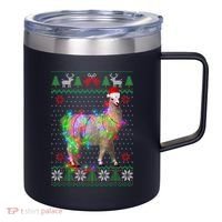 Funny Llama Lights Tangled Ugly Sweater Christmas Animals 12oz Stainless Steel Coffee Mug thumb 0