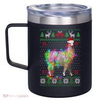 Funny Llama Lights Tangled Ugly Sweater Christmas Animals 12oz Stainless Steel Coffee Mug thumb 2