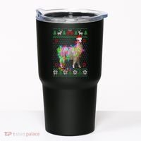 Funny Llama Lights Tangled Ugly Sweater Christmas Animals Tumbler thumb 0