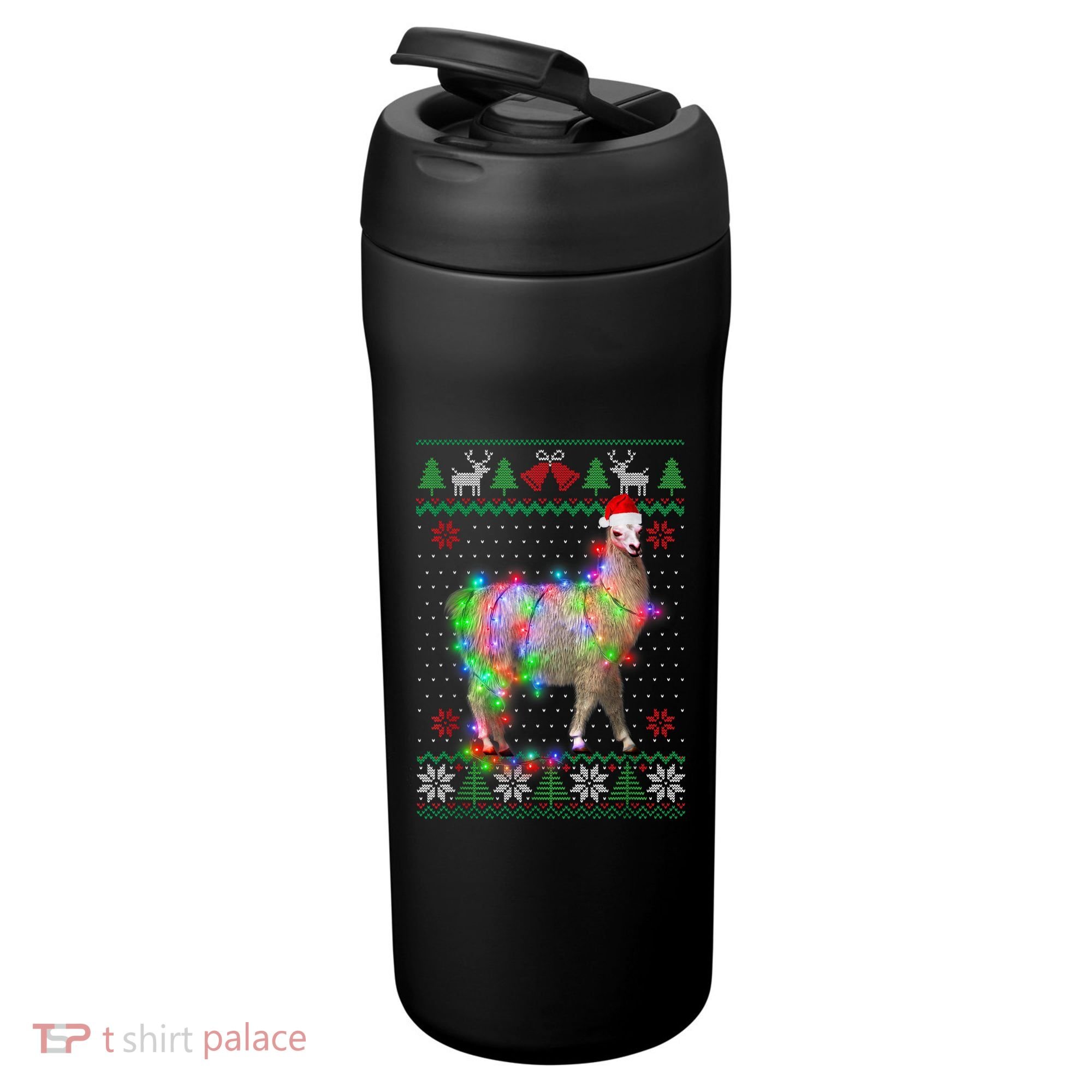 Funny Llama Lights Tangled Ugly Sweater Christmas Animals 24oz Duet Stainless Steel Tumbler