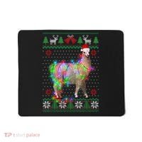 Funny Llama Lights Tangled Ugly Sweater Christmas Animals Mousepad thumb 0