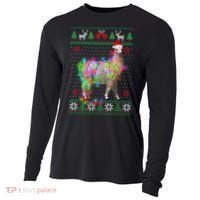 Funny Llama Lights Tangled Ugly Sweater Christmas Animals Cooling Performance Long Sleeve Crew thumb 0