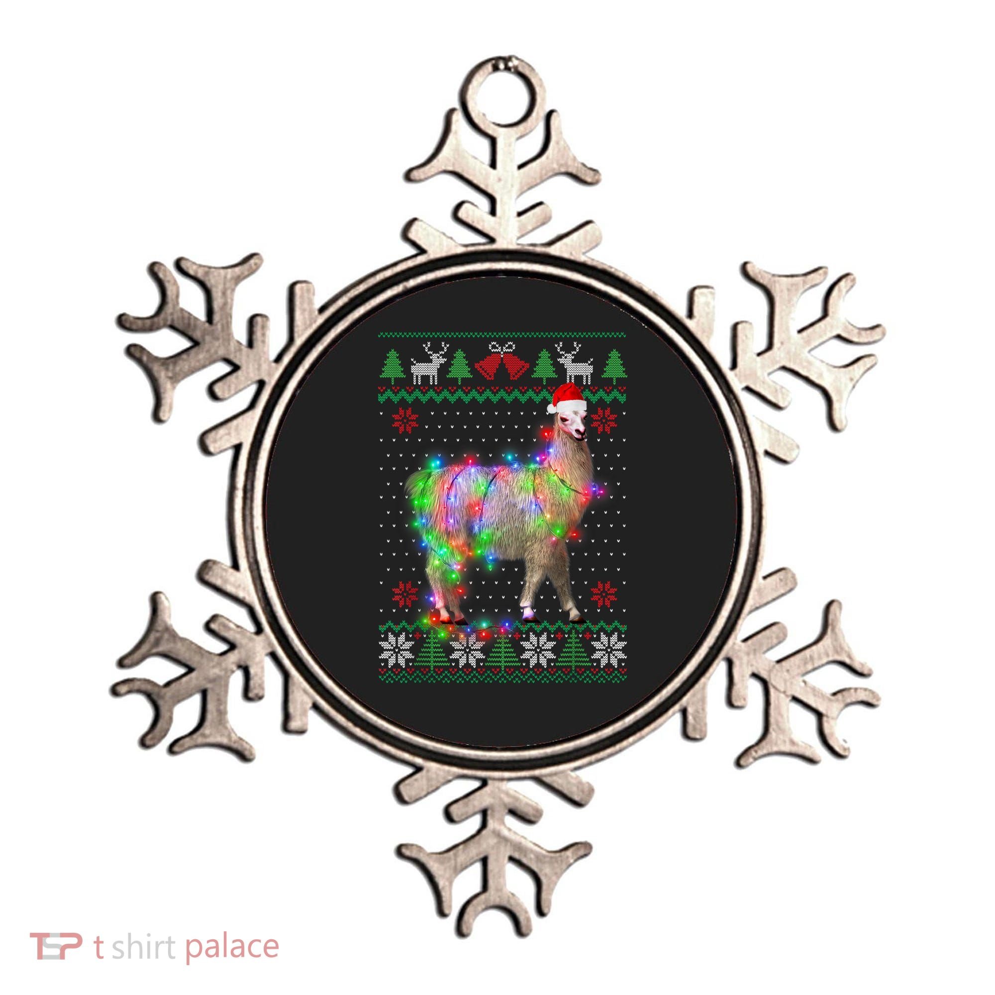 Funny Llama Lights Tangled Ugly Sweater Christmas Animals Ornament