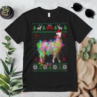 Funny Llama Lights Tangled Ugly Sweater Christmas Animals Premium T-Shirt thumb 2