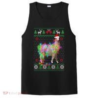 Funny Llama Lights Tangled Ugly Sweater Christmas Animals PosiCharge Competitor Tank thumb 0