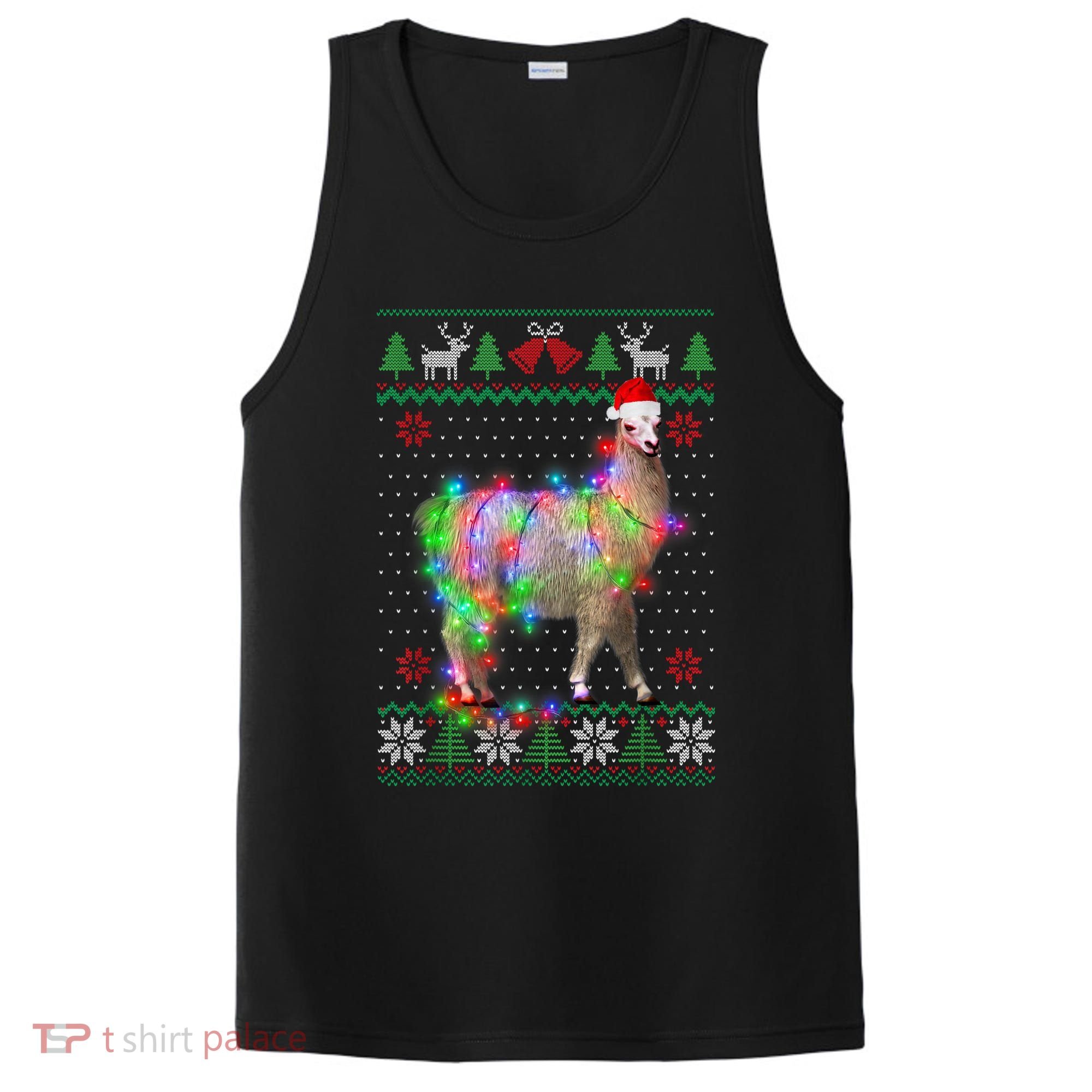 Funny Llama Lights Tangled Ugly Sweater Christmas Animals PosiCharge Competitor Tank