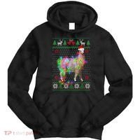 Funny Llama Lights Tangled Ugly Sweater Christmas Animals Tie Dye Hoodie thumb 0