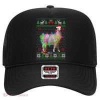 Funny Llama Lights Tangled Ugly Sweater Christmas Animals Hat thumb 0