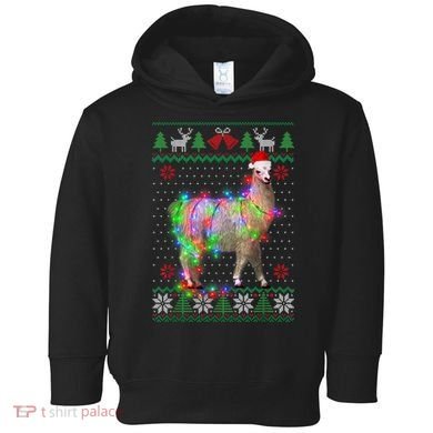 Funny Llama Lights Tangled Ugly Sweater Christmas Animals Toddler Hoodie