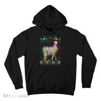 Funny Llama Lights Tangled Ugly Sweater Christmas Animals Tall Hoodie thumb 0
