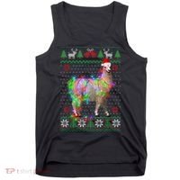 Funny Llama Lights Tangled Ugly Sweater Christmas Animals Tank Top thumb 0