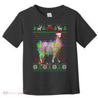 Funny Llama Lights Tangled Ugly Sweater Christmas Animals Toddler T-Shirt thumb 0