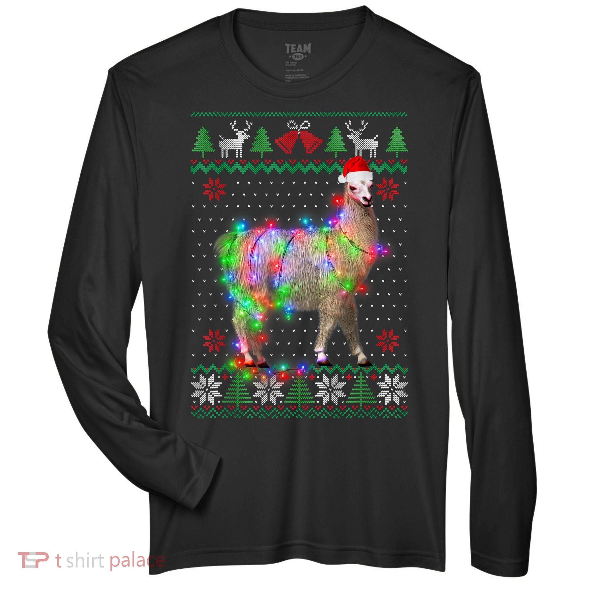 Funny Llama Lights Tangled Ugly Sweater Christmas Animals Zone Performance Long-Sleeve T-Shirt