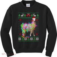 Funny Llama Lights Tangled Ugly Sweater Christmas Animals Kids Sweatshirt thumb 0