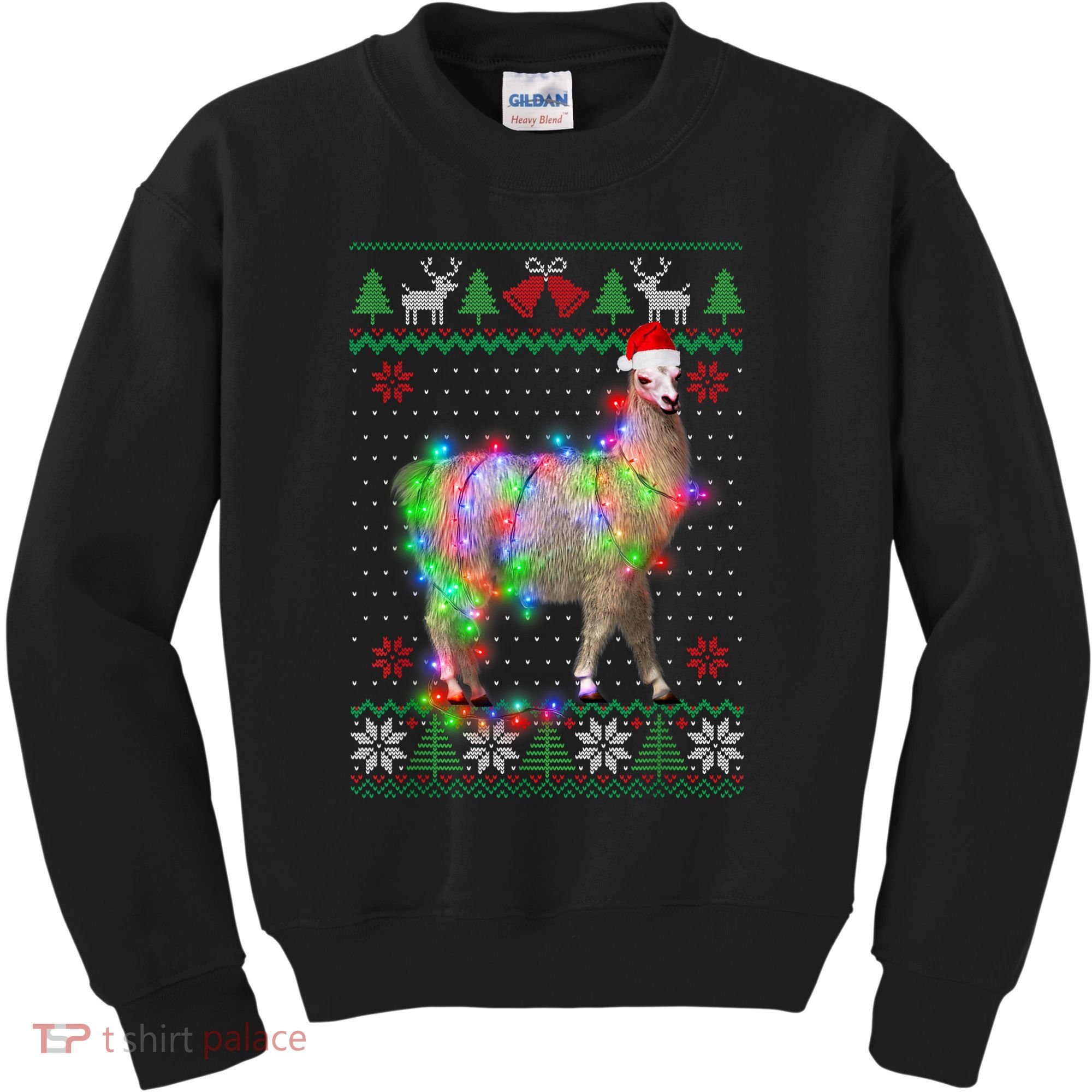 Funny Llama Lights Tangled Ugly Sweater Christmas Animals Kids Sweatshirt
