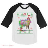 Funny Llama Lights Tangled Ugly Sweater Christmas Animals Kids Colorblock Raglan Jersey thumb 0
