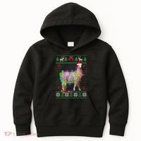 Funny Llama Lights Tangled Ugly Sweater Christmas Animals Kids Hoodie thumb 0
