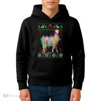 Funny Llama Lights Tangled Ugly Sweater Christmas Animals Kids Hoodie thumb 4