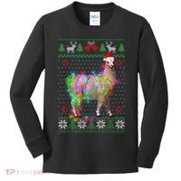 Funny Llama Lights Tangled Ugly Sweater Christmas Animals Kids Long Sleeve Shirt thumb 0