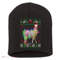 Funny Llama Lights Tangled Ugly Sweater Christmas Animals Short Acrylic Beanie thumb 0