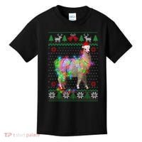 Funny Llama Lights Tangled Ugly Sweater Christmas Animals Kids T-Shirt thumb 0