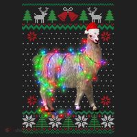 Funny Llama Lights Tangled Ugly Sweater Christmas Animals Kids Plaid Pajama Set thumb 2