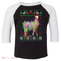Funny Llama Lights Tangled Ugly Sweater Christmas Animals Toddler Fine Jersey T-Shirt thumb 0