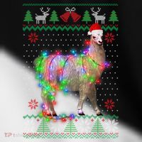 Funny Llama Lights Tangled Ugly Sweater Christmas Animals Toddler Fine Jersey T-Shirt thumb 2