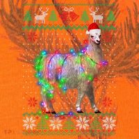 Funny Llama Lights Tangled Ugly Sweater Christmas Animals Kati Licensed 12" Camo Cuffed Beanie thumb 2