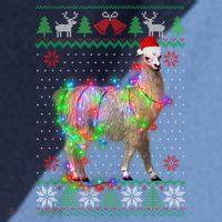 Funny Llama Lights Tangled Ugly Sweater Christmas Animals Raglan Baseball Sleeve Shirt thumb 2