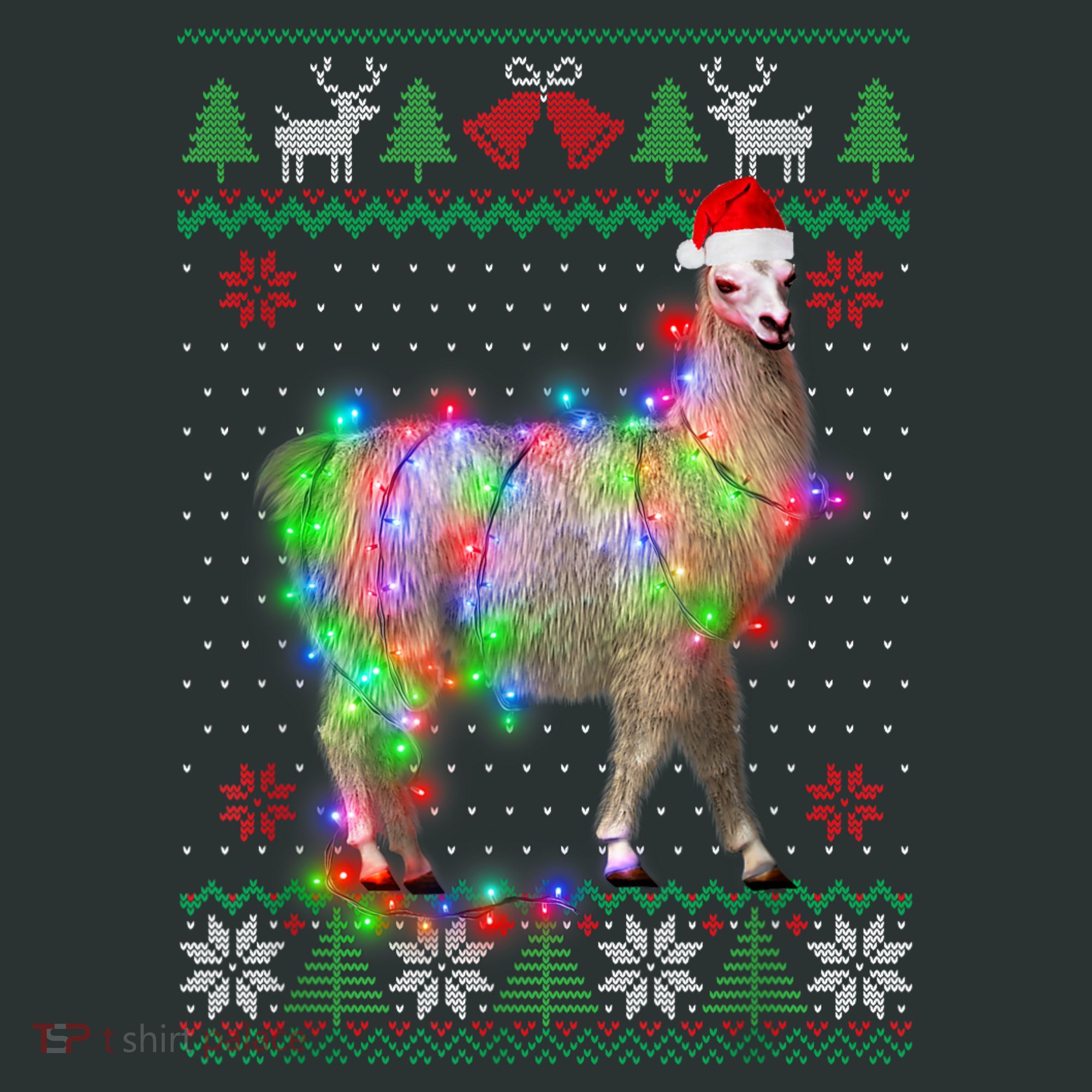 Funny Llama Lights Tangled Ugly Sweater Christmas Animals Infant Baby Jersey Bodysuit