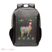 Funny Llama Lights Tangled Ugly Sweater Christmas Animals Vector Backpack thumb 0