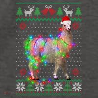 Funny Llama Lights Tangled Ugly Sweater Christmas Animals Vector Backpack thumb 2