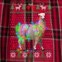 Funny Llama Lights Tangled Ugly Sweater Christmas Animals Men's Flannel Plaid Pajama Pants thumb 2
