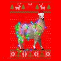 Funny Llama Lights Tangled Ugly Sweater Christmas Animals Santa Hat thumb 1