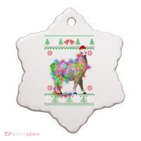 Funny Llama Lights Tangled Ugly Sweater Christmas Animals Ceramic Ornament thumb 0