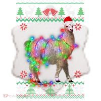 Funny Llama Lights Tangled Ugly Sweater Christmas Animals Ceramic Ornament thumb 2
