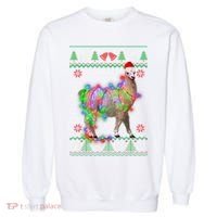 Funny Llama Lights Tangled Ugly Sweater Christmas Animals Garment-Dyed Sweatshirt thumb 0