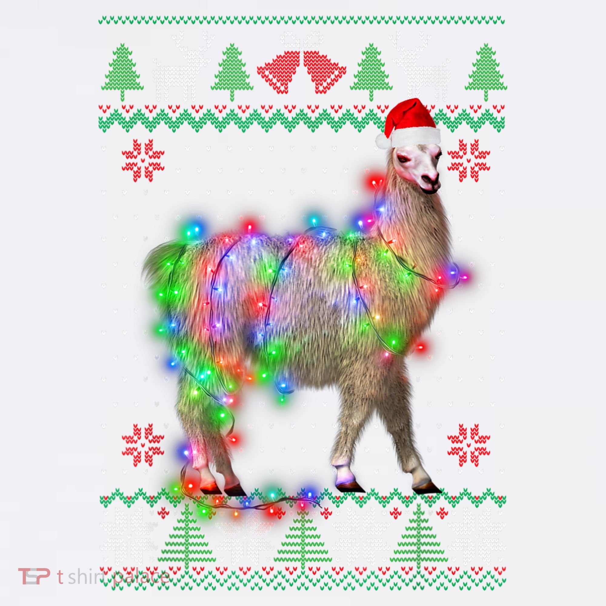 Funny Llama Lights Tangled Ugly Sweater Christmas Animals Garment-Dyed Sweatshirt