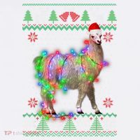 Funny Llama Lights Tangled Ugly Sweater Christmas Animals Comfort Colors Garment-Dyed Hooded Sweatshirt thumb 2