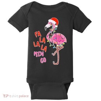 Fa La La La Min Go Flamingo Christmas Baby Bodysuit