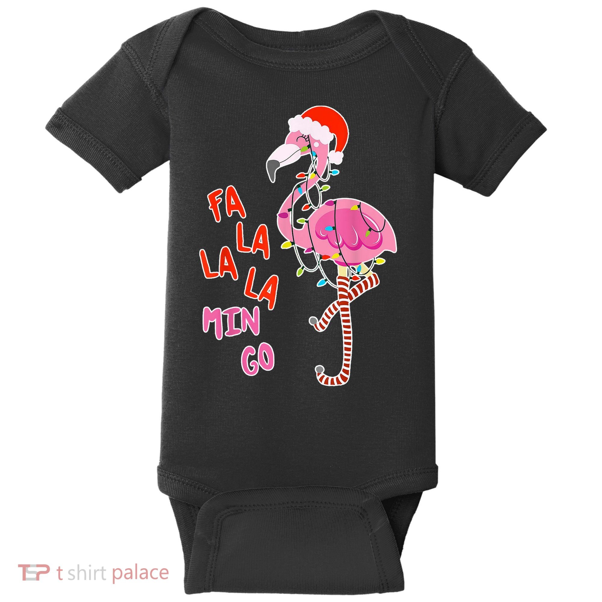 Fa La La La Min Go Flamingo Christmas Baby Bodysuit