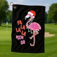 Fa La La La Min Go Flamingo Christmas Golf Towel thumb 1