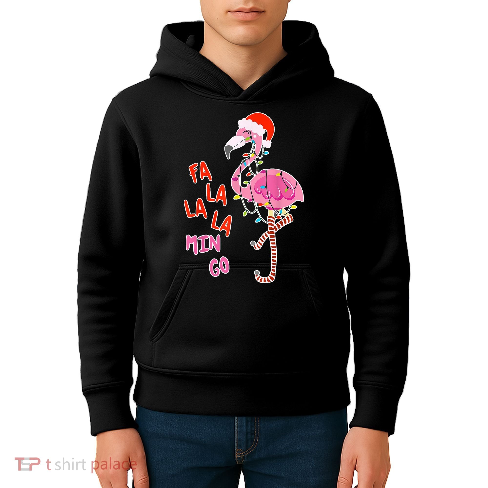 Fa La La La Min Go Flamingo Christmas Kids Hoodie