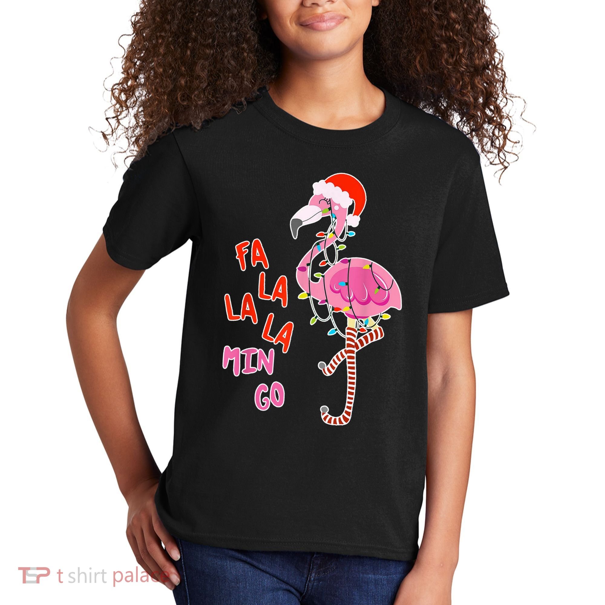 Fa La La La Min Go Flamingo Christmas Kids T-Shirt